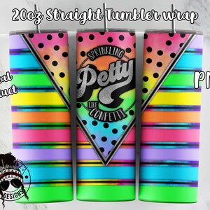 20oz smal tumbler-sjal | Regnbågsrandig tumbler-sjal | Prickig tumbler-sjal | Nedladdningsbar PNG-sublimering