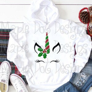 Christmas Unicorn svg, unicorn svg, unicorn face svg, holly berry unicorn svg, candy cane unicorn svg, christmas svg, downloadable files
