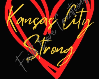 kansas city strong heart design, chiefs, kc strong, png file, digital file only