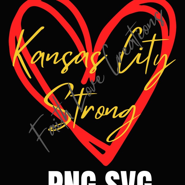 kansas city strong heart design, chiefs, kc strong, png file, digital file only