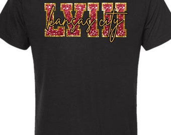 LVIII Kansas city Chiefs shirt, KC shirt, DTF, Sequin print, unisex