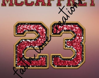 sequin mccaffrey 23 svg, png, 49ers, san franciso, SF niners, submilation or direct to film image, image only, original owner of image