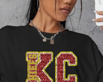 KC Chiefs champion shirt, KC sequin shirt, DTF, unisex, any color