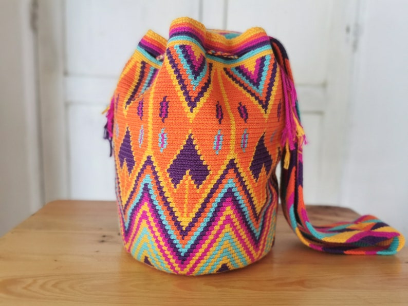 present for women original handmade in Colombia Christmas gift Wayuu mochila shoulder bag unique boho design