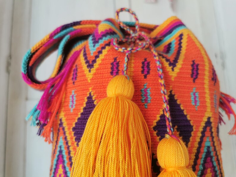present for women original handmade in Colombia Christmas gift Wayuu mochila shoulder bag unique boho design