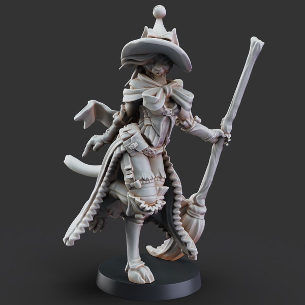 Tabaxi Black Witch-model voor Dungeons and Dragons