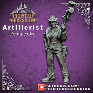 Orc Female Artificer Artillerist miniature for Dungeons and Dragons
