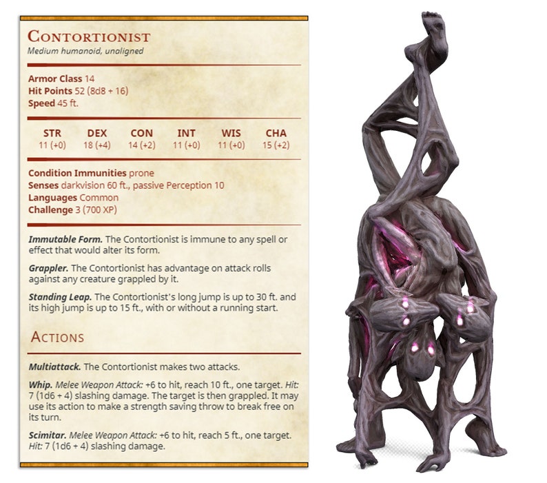 Cursed Contortionist Miniature for Dungeons and Dragons - Etsy