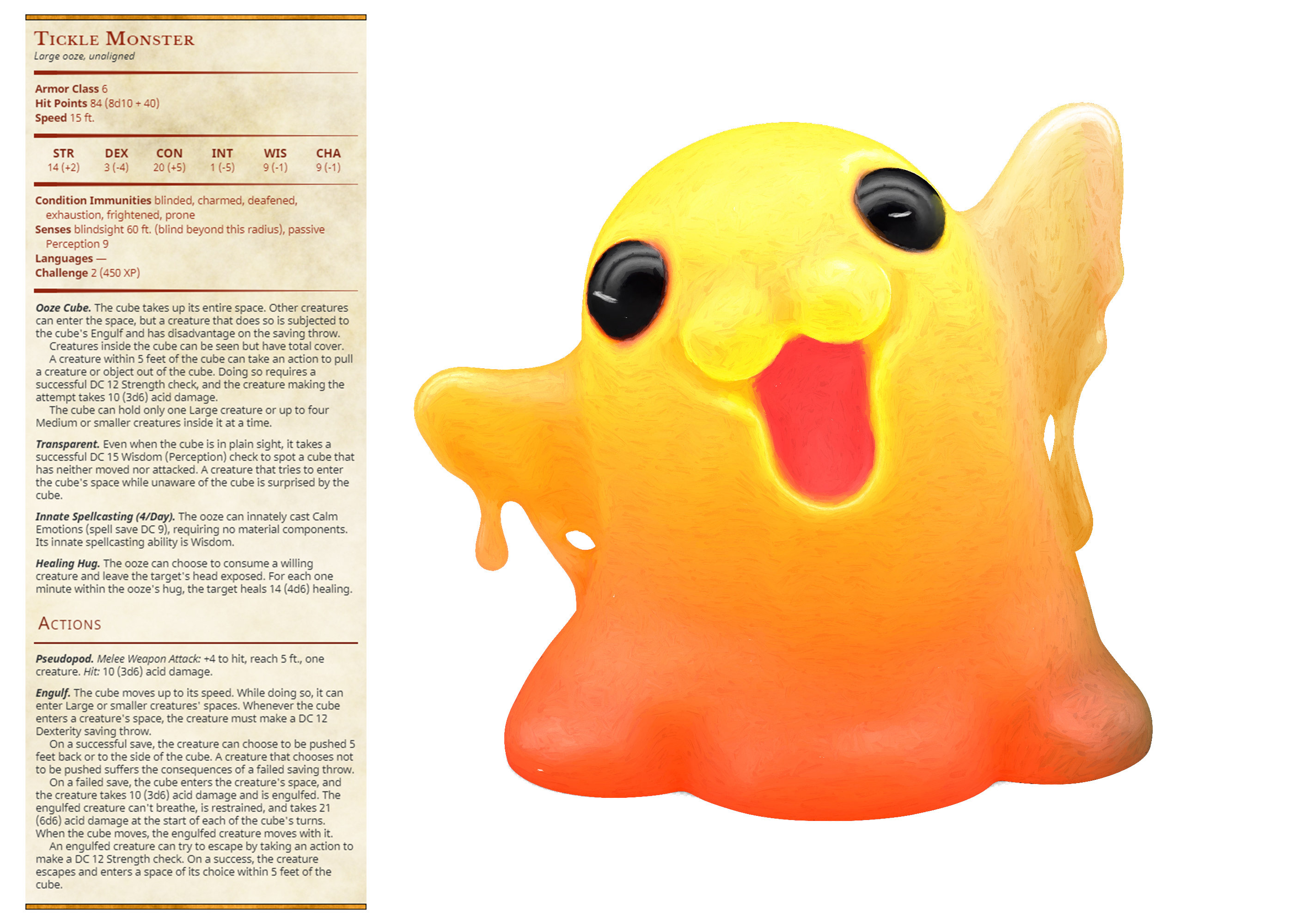 SCP-999 as a 5th edition monster. Attack your players with this huggable  ooze. : r/UnearthedArcana