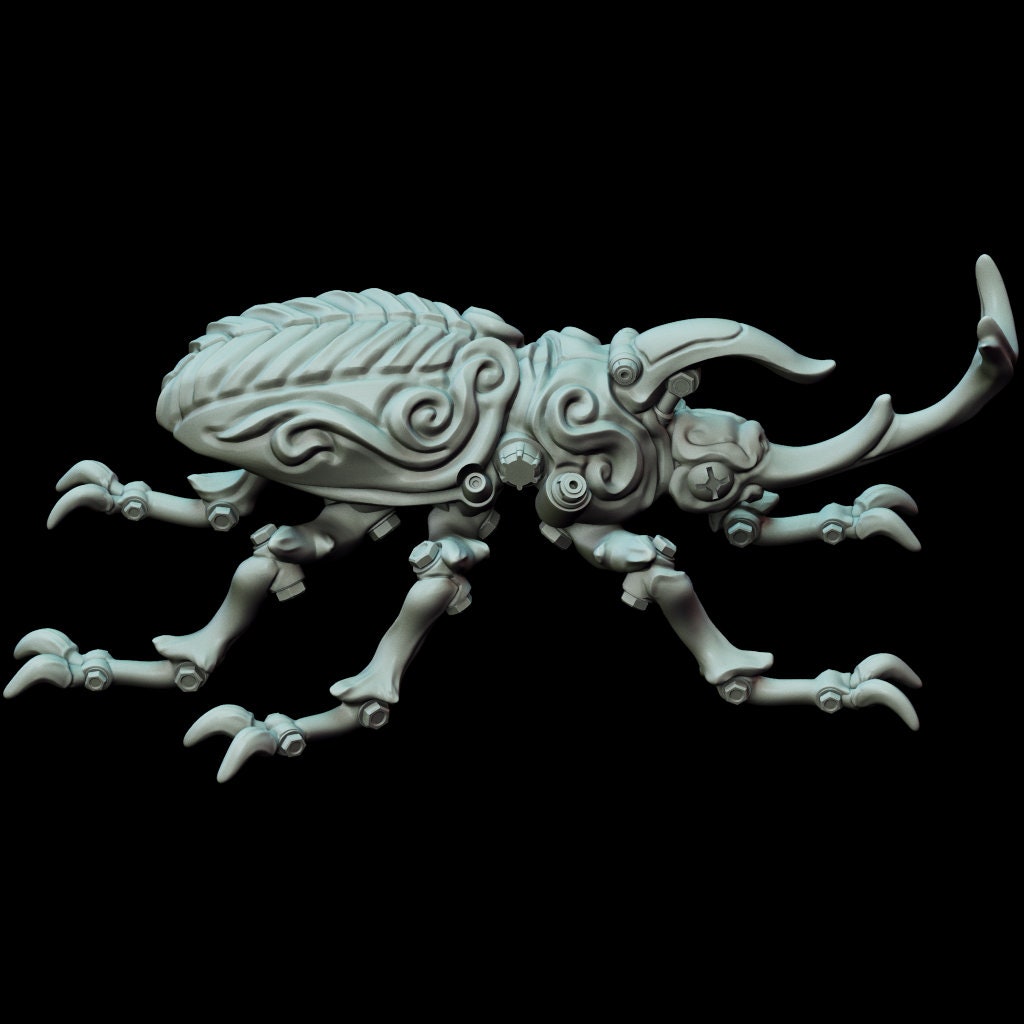 Artificer Steel Defender Rhino Beetle 3D Printed Tabletop RPG Mini Toys ...