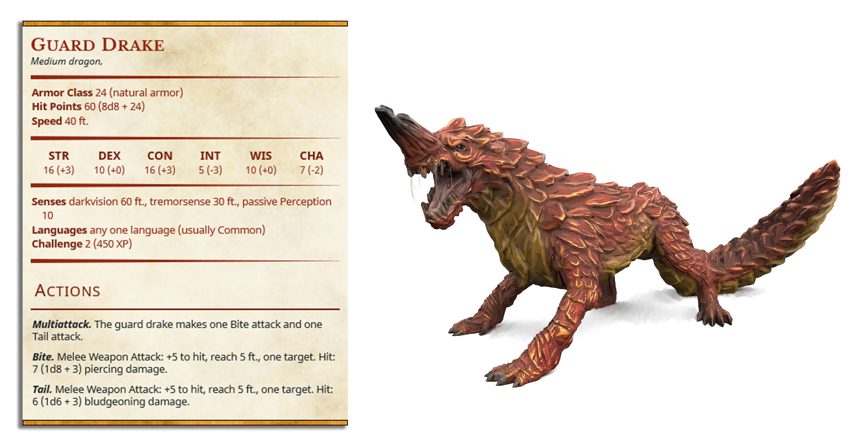 Guard Drake Model for Dungeons and Dragons Etsy