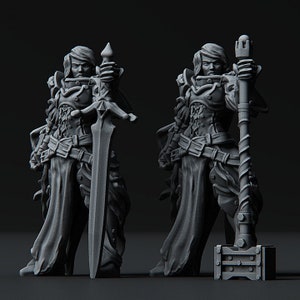 Vrouwelijke paladijn 'Joan'-miniatuur voor Dungeons and Dragons