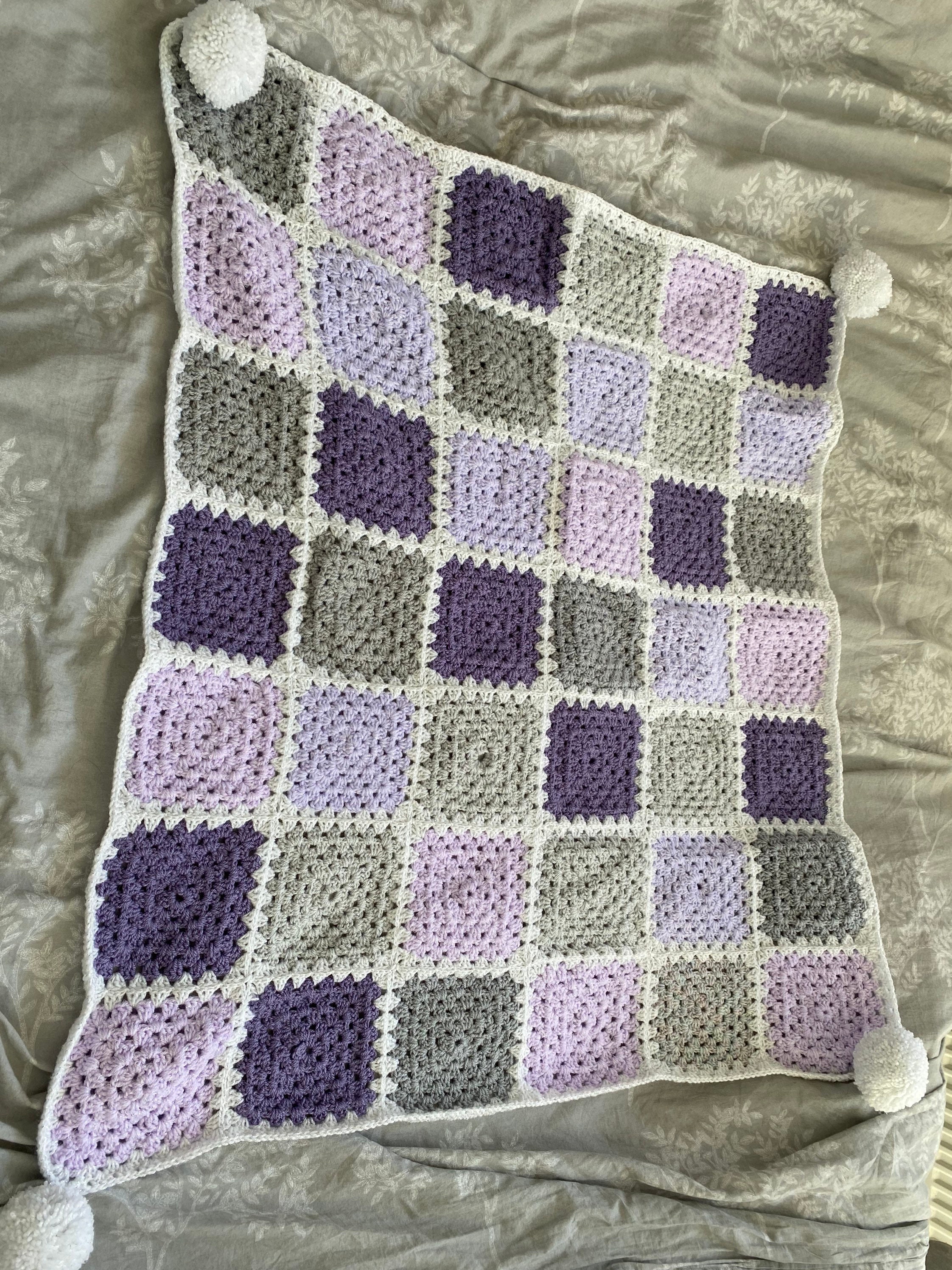 Purple crochet baby blanket set Etsy