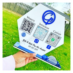 Hexagon Sign, QR Code, Acrylic Sign, Scan To Pay, Gifts, Decor, Party, Signs, Custom, Personalized, Codes, Code, Small Business, Pop Up Shop