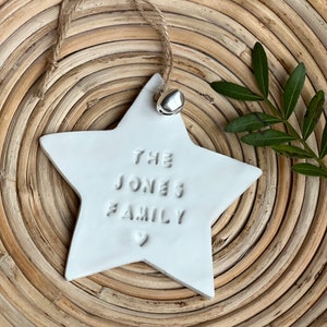 Star Clay Christmas Tree Personalised Name Decoration | Personalised Tree Ornament With Bell | Christmas Tree Name Decoration | Family Gifts