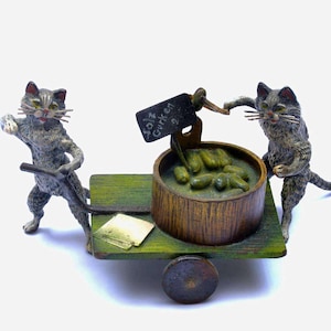 Franz Bergman, österrikisk Wienbrons, målad med kallmålad katt, gatuförsäljare, 1920-talet