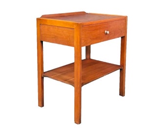 Elegant Single Drawer Walnut Nightstand with Lower Shelf by Morganton