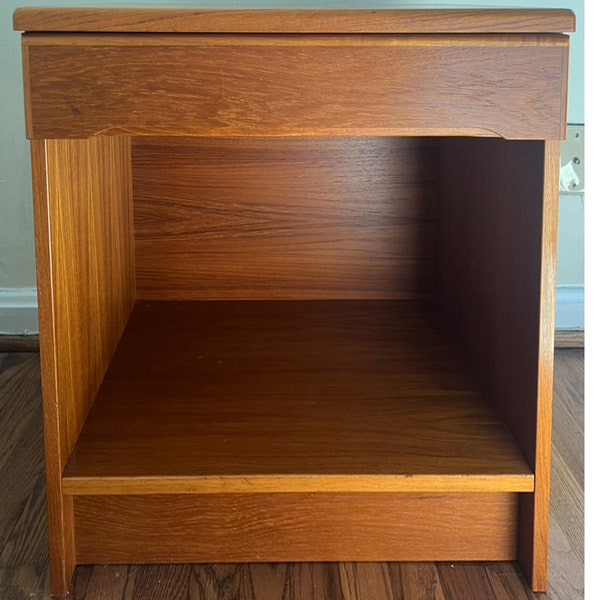 Danish Mid-Century Modern Single Drawer Narrow Teak Nightstands with Open Storage, Single or Pair Available