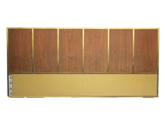 On Hold: Mid Century King Sized Brass & Walnut Panel Headboard by Paul McCobb for Calvin Furniture