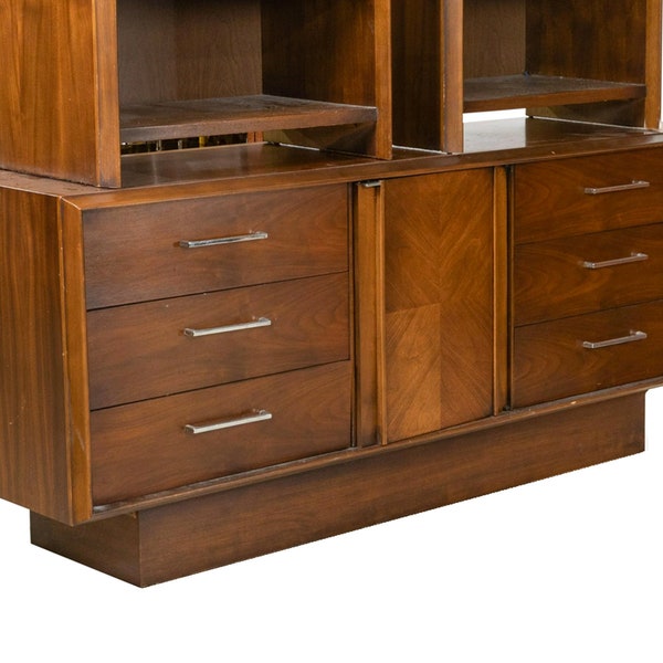 Gorgeous Lane Walnut Lowboy Dresser|Credenza|Sideboard with Chrome Drawer Pulls