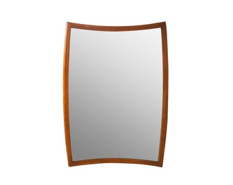 Elegant MidCentury Large Curved Walnut Frame Mirror