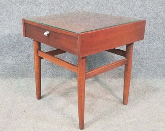 Elegant Single Drawer Walnut Nightstand by Merton Gershon for American of Martinsville
