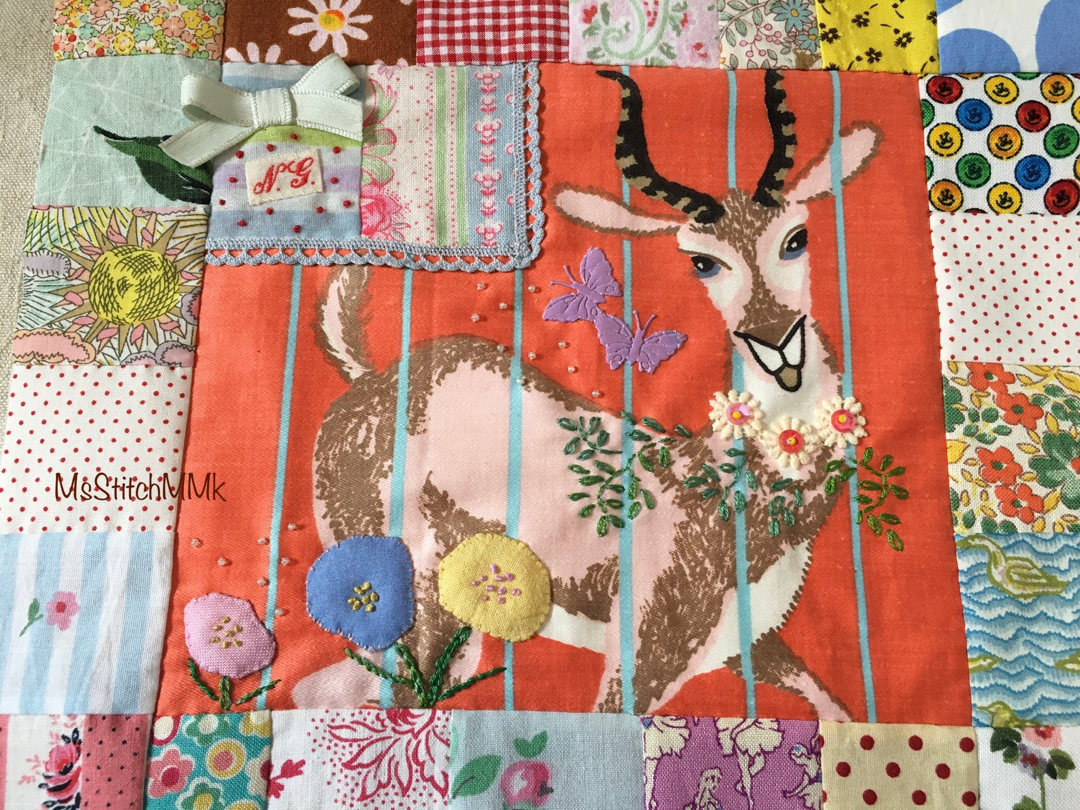 Handstitched Patchwork piece Etsy