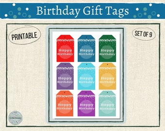 Birthday Gift Tags / Gift Labels /  Printable Gift Tags / Happy Birthday Tags