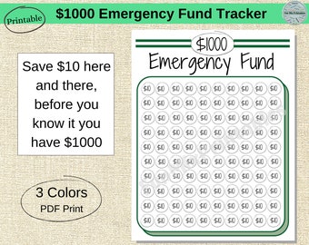 Emergency Fund Savings Tracker / Goal Tracker / Printable