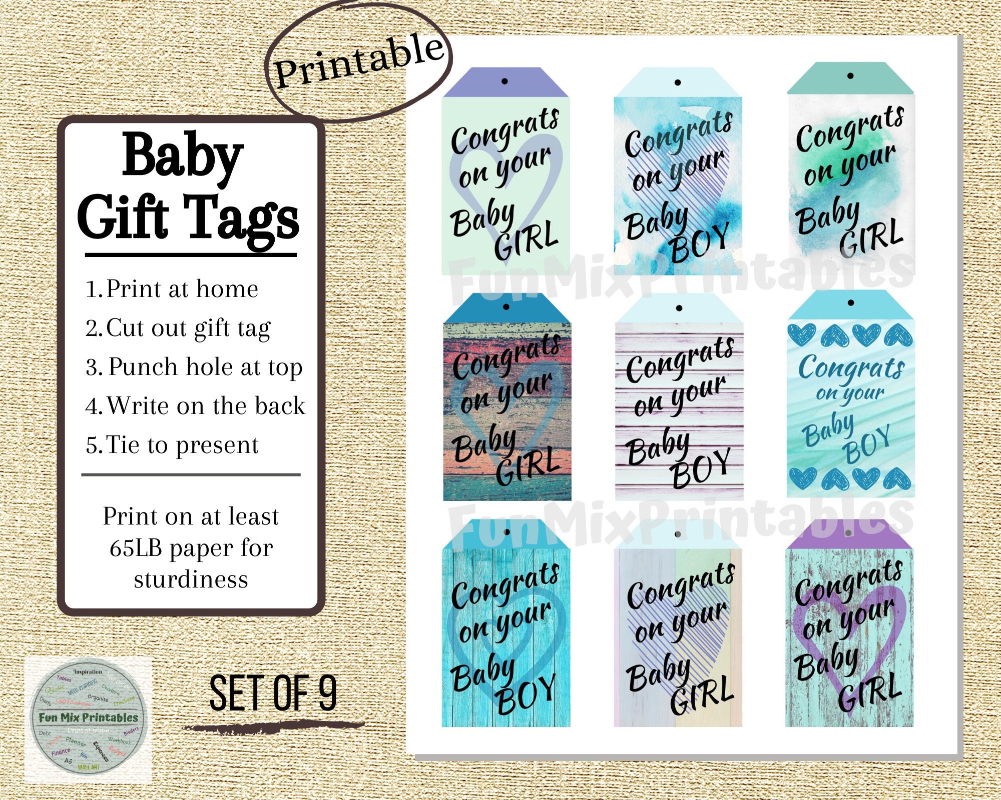 Baby Shower Gift Tags / Printable Etsy