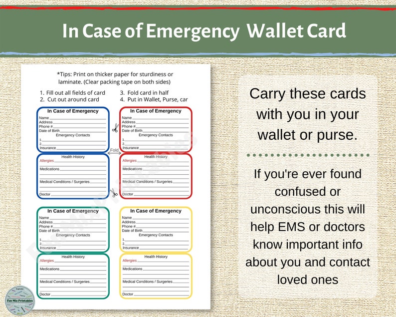 Medical Information Sheets / Emergency Medical Form / Printable ...