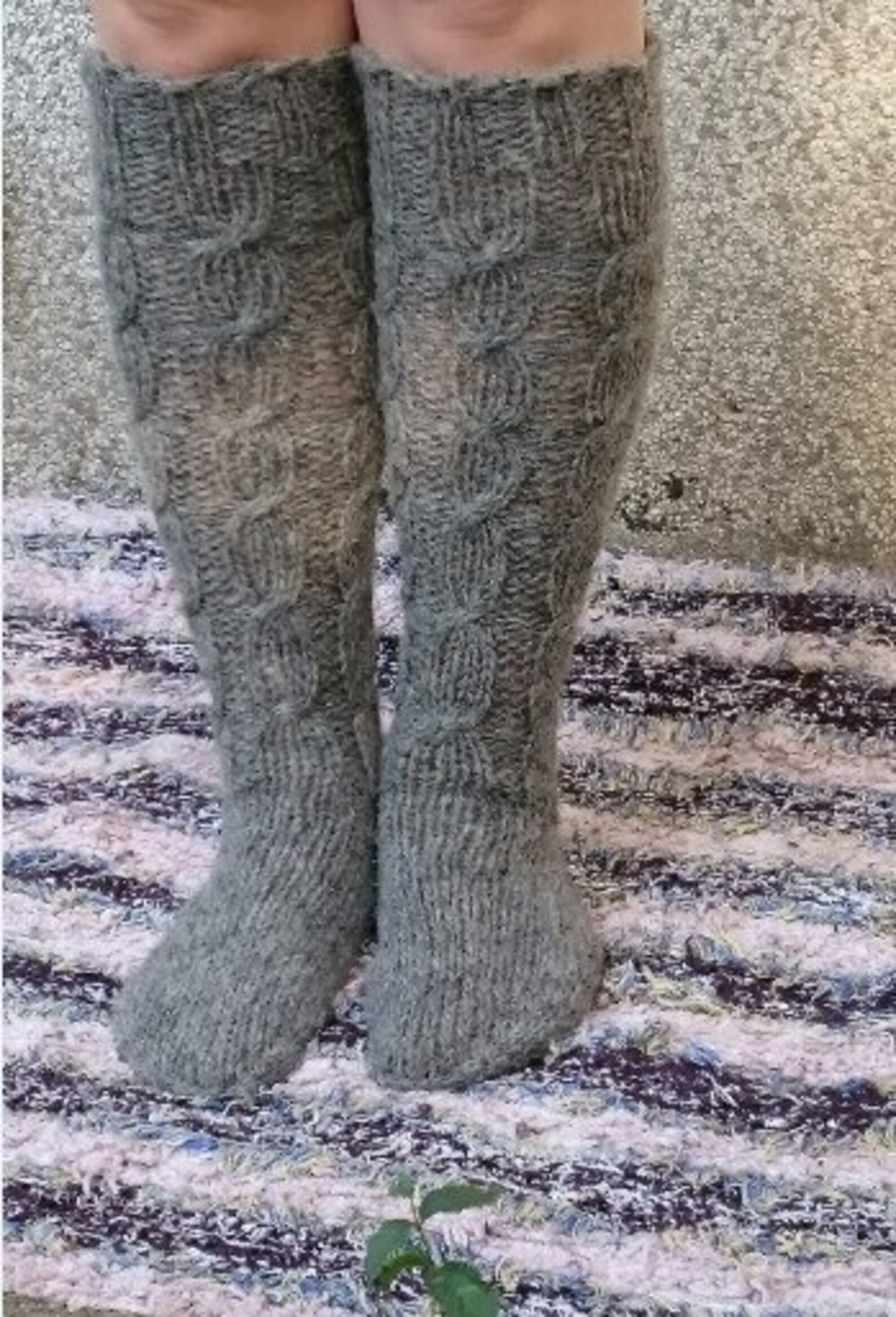 Grey knee high socks 100 Pure Wool socks Warm wool socks Etsy
