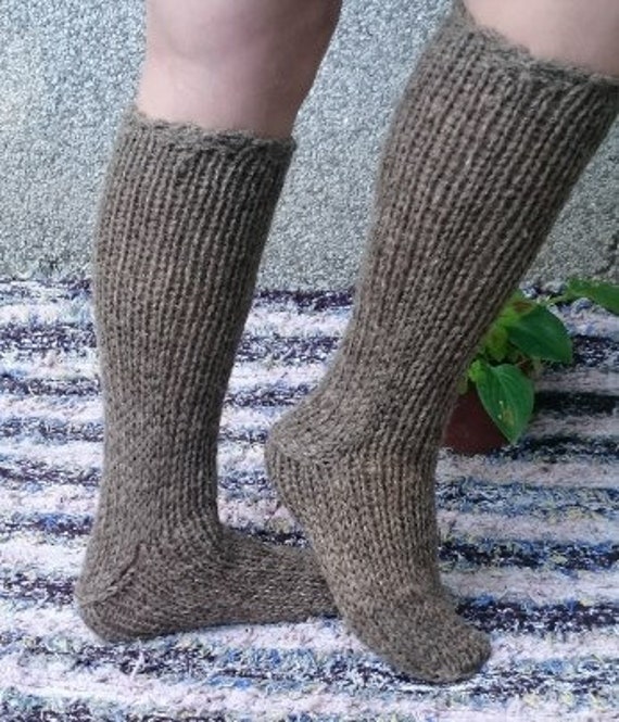 Wool socks Hand knitted socks 100% wool socks Knee high | Etsy