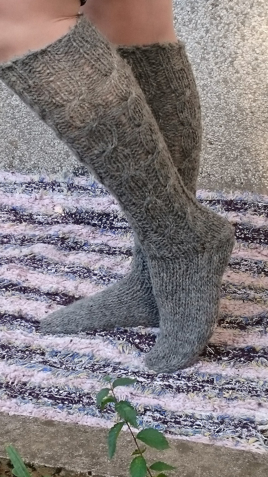 Grey knee high socks 100 Pure Wool socks Warm wool socks Etsy