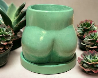Handmade Concrete Butt Planter with Saucer