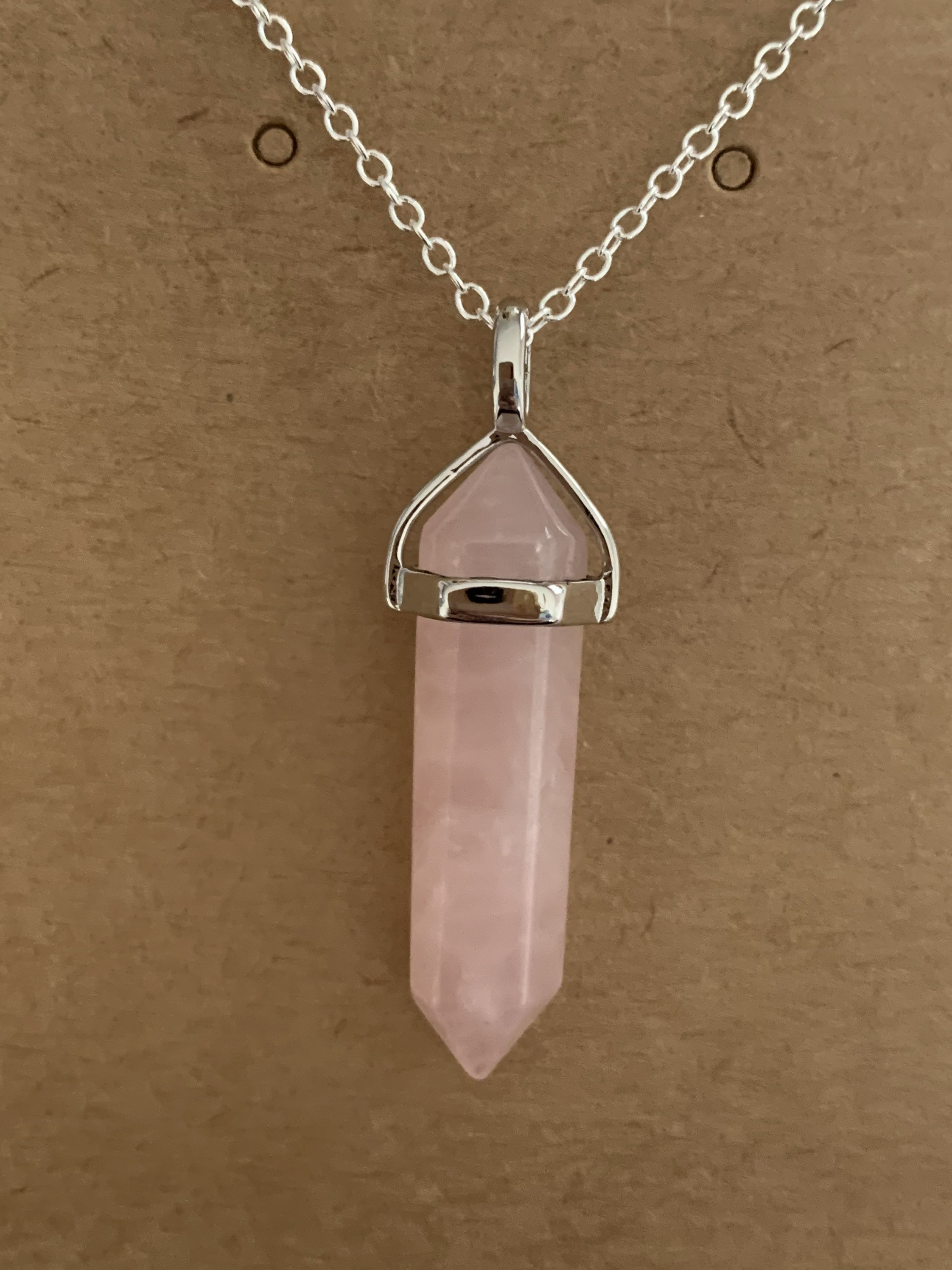 Rose Quartz Crystal Necklace Pillar Natural Gemstone Amethyst Etsy UK