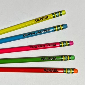 Personalized Engraved Neon Pencils: Ticonderoga #2 - Back to School (Set of 10)