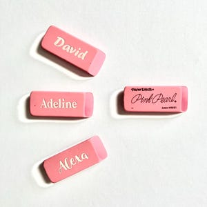 Personalized Pink Pearl Eraser: Laser Engraved School Supplies