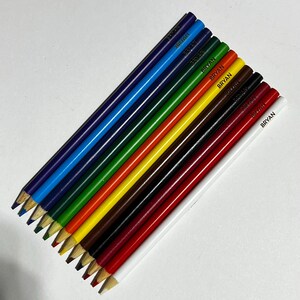 Puede incluir: Una colecci&oacute;n de doce l&aacute;pices de colores dispuestos en diagonal. Los l&aacute;pices son de un arco&iacute;ris de colores, incluyendo azul, verde, amarillo y rojo. Cada l&aacute;piz est&aacute; etiquetado con el nombre "BRYAN" en texto negro.