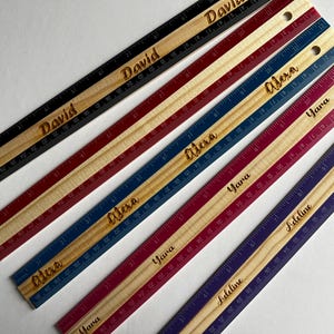12-inch Custom Engraved Wooden Ruler with Personalized Name & with colored edge | choice for back to school - 5 colors to pick from