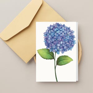Cartão de felicitações em branco 4x6 Blue Hydrangea