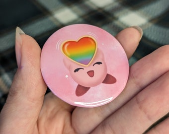 Kirby Pride Anstecker | Niedliches rosa Freundherz