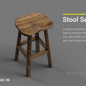Bar Stool Seat Digital Download – CNC CAD Chair Seat, CNC Router File, cnc Plans, 3D Model Download