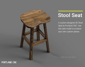 Download digitale del sedile dello sgabello da bar: sedile della sedia CAD CNC, file del router CNC, piani CNC, download del modello 3D