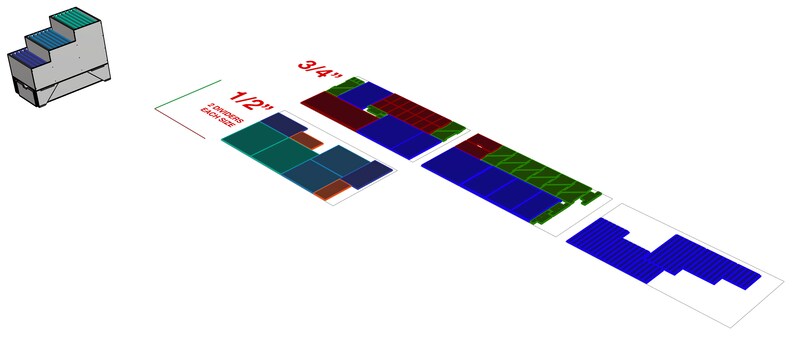 Puede incluir: Diagrama que muestra diferentes tama&ntilde;os de paneles solares. Los paneles est&aacute;n dispuestos en una cuadr&iacute;cula y est&aacute;n etiquetados con sus dimensiones en pulgadas. Los paneles tienen un tama&ntilde;o de 1/2 pulgada, 3/4 pulgada y 1 pulgada.