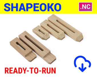 CNC Clamps, Hold Clamps for CNC Router + Digital Plans + CNC Files for Industrial, Shapeoko Ready to Run, or X-Carve Router + Strap Clamps