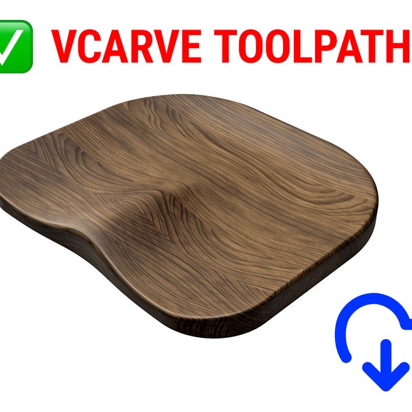 Chair Seat Download – VCarve Toolpath ready, CNC CAD Chair Seat, CNC Router File, cnc Plans, 3D Model Download