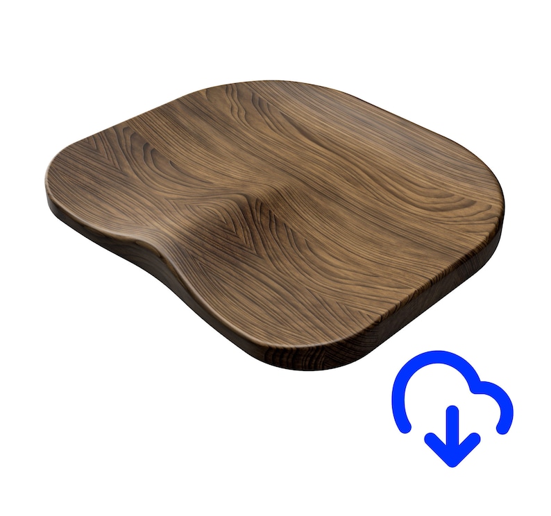 Pu&ograve; includere: Un cuscino per sedile in legno con una forma ondulata e organica. Il cuscino &egrave; in legno marrone scuro con una venatura naturale.