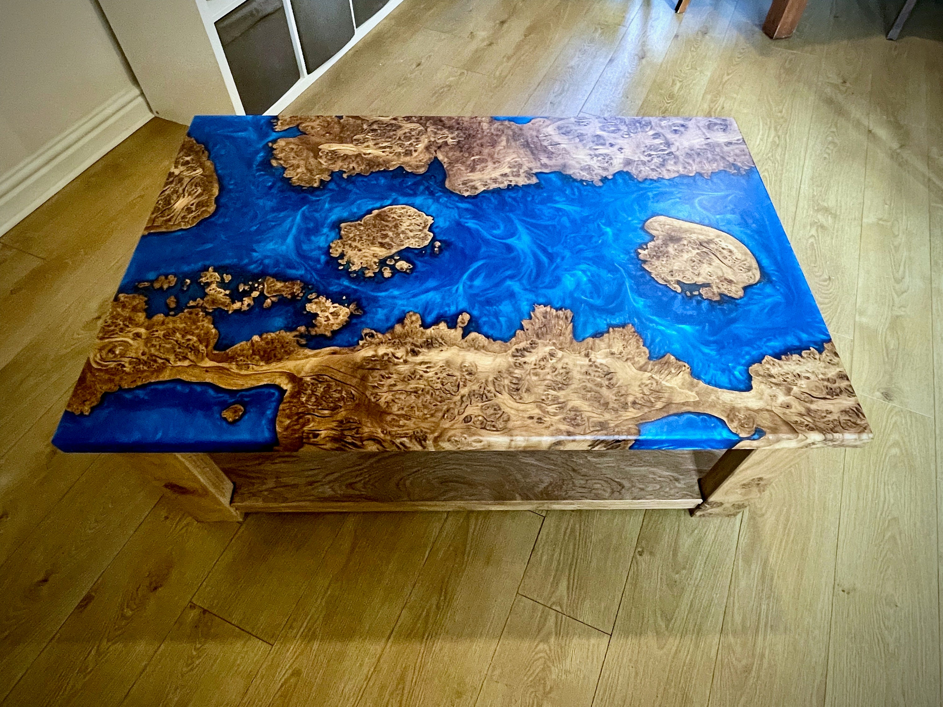 Large Burr Oak Coffee Table With Blue Resin River. Etsy UK