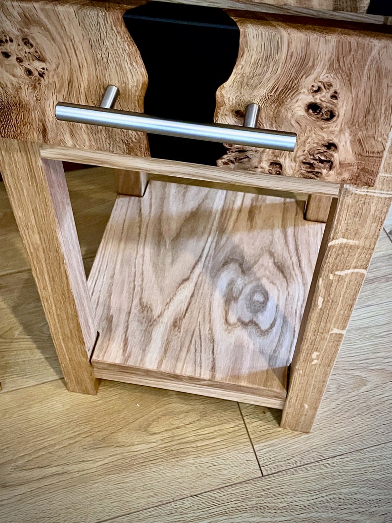 Pippy Oak Bedside Table side Table With Black Epoxy Resin Etsy UK